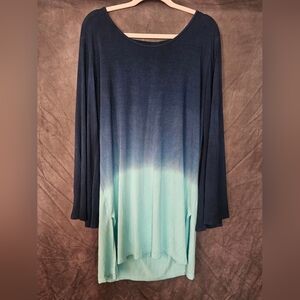 Navy and Light Blue Ombre Top for Casual Wear